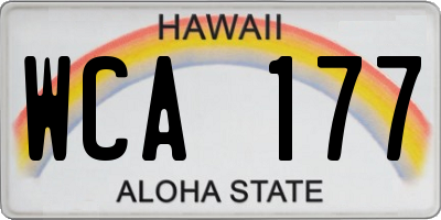 HI license plate WCA177