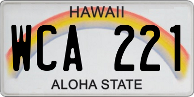 HI license plate WCA221