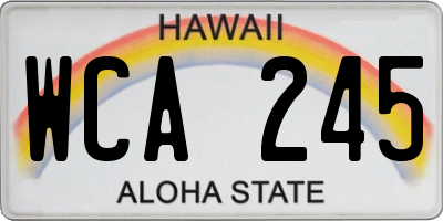 HI license plate WCA245