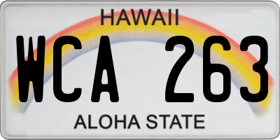 HI license plate WCA263