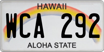 HI license plate WCA292