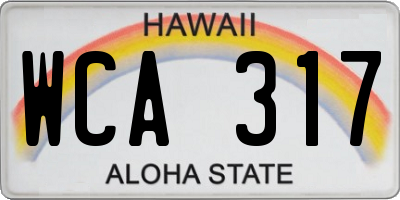 HI license plate WCA317
