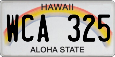HI license plate WCA325