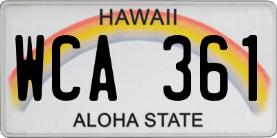 HI license plate WCA361