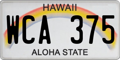 HI license plate WCA375