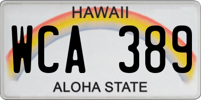 HI license plate WCA389