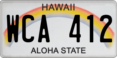 HI license plate WCA412