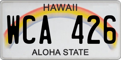 HI license plate WCA426