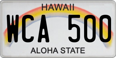 HI license plate WCA500