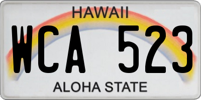HI license plate WCA523