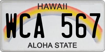 HI license plate WCA567