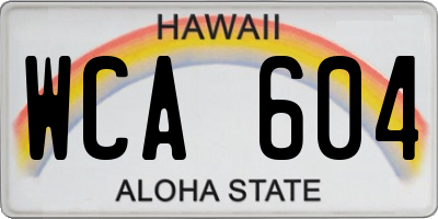 HI license plate WCA604