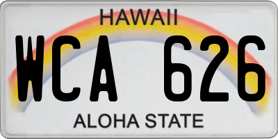 HI license plate WCA626