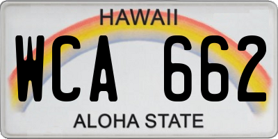 HI license plate WCA662