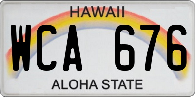 HI license plate WCA676
