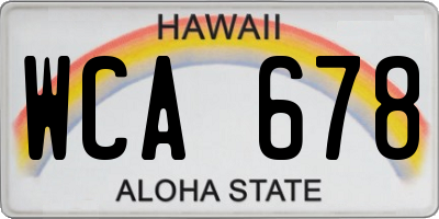 HI license plate WCA678