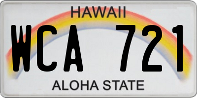 HI license plate WCA721