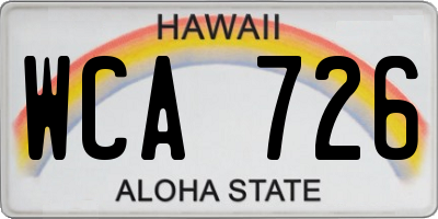 HI license plate WCA726