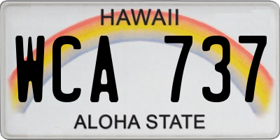 HI license plate WCA737