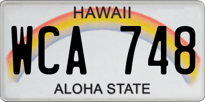 HI license plate WCA748