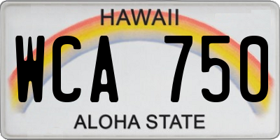 HI license plate WCA750