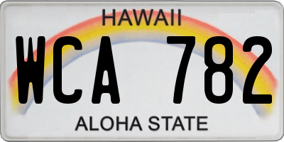 HI license plate WCA782