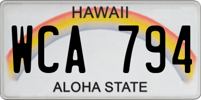 HI license plate WCA794