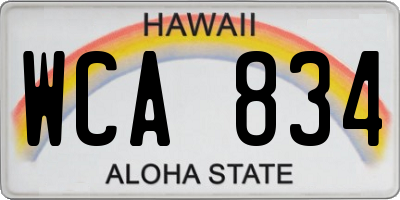 HI license plate WCA834