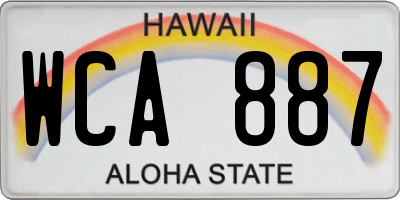 HI license plate WCA887