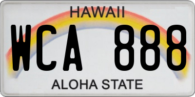 HI license plate WCA888