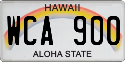 HI license plate WCA900