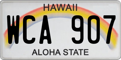 HI license plate WCA907