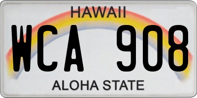 HI license plate WCA908