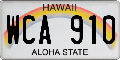 HI license plate WCA910