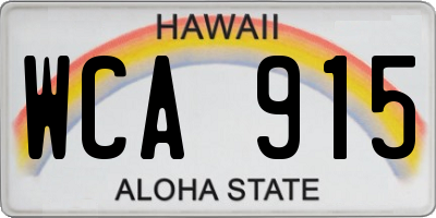 HI license plate WCA915