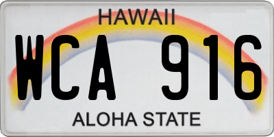 HI license plate WCA916
