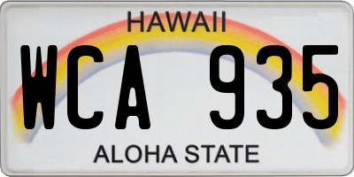 HI license plate WCA935