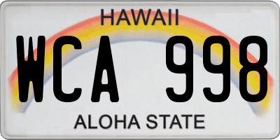 HI license plate WCA998