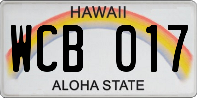 HI license plate WCB017