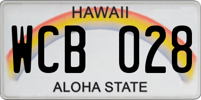 HI license plate WCB028
