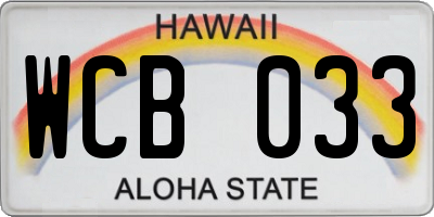 HI license plate WCB033