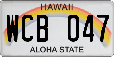 HI license plate WCB047