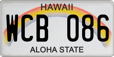 HI license plate WCB086