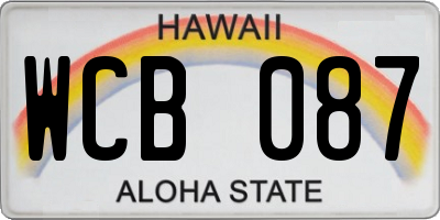 HI license plate WCB087