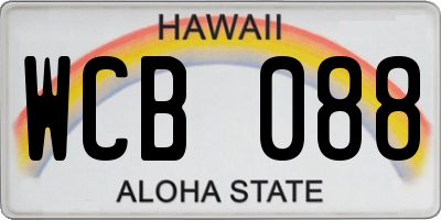 HI license plate WCB088