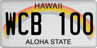 HI license plate WCB100