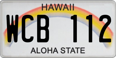 HI license plate WCB112