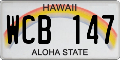 HI license plate WCB147
