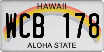 HI license plate WCB178