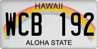 HI license plate WCB192